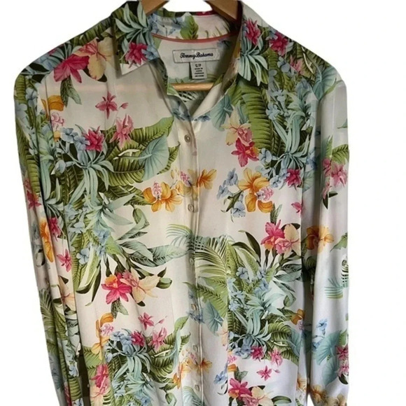 TOMMY Bahama Tropical Vacation‎ Cruise Silk Resort Wear Blouse Small Small - Picture 3 of 7